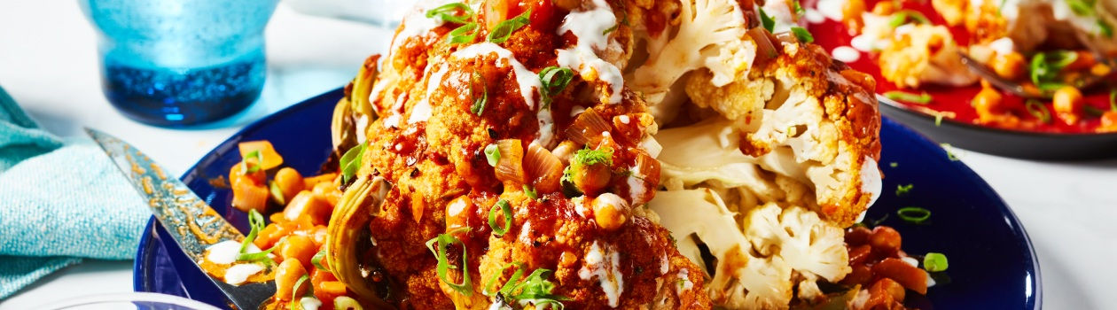 Tikka Masala Cauliflower with Lime Yogurt Dressing